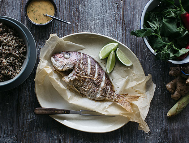 Fresh Sea Bass with Aromatic Lemongrass and Coconut Sauce