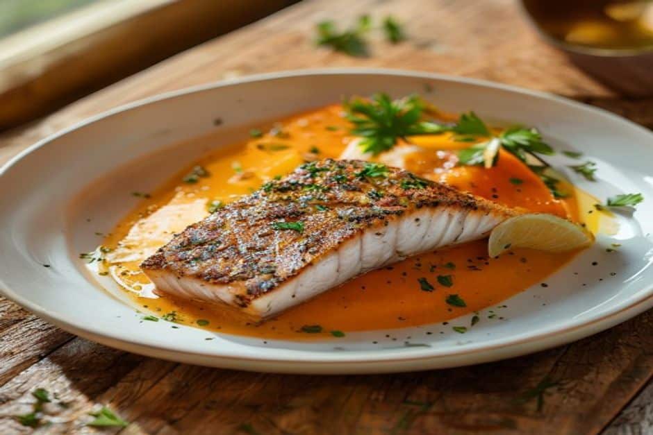 Blue-eye cod with carrot puree done properly