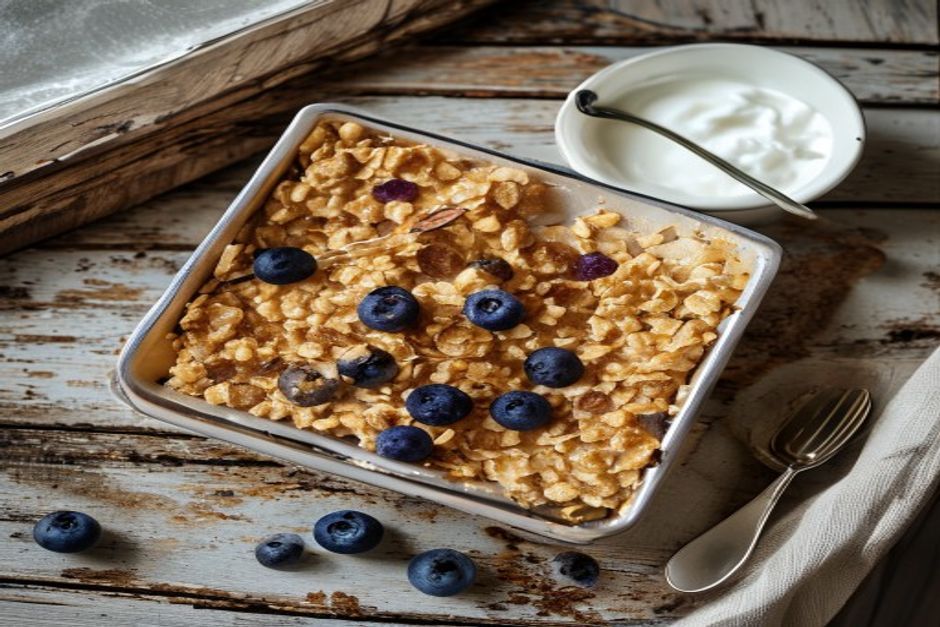 Coconut and blueberry baked oats