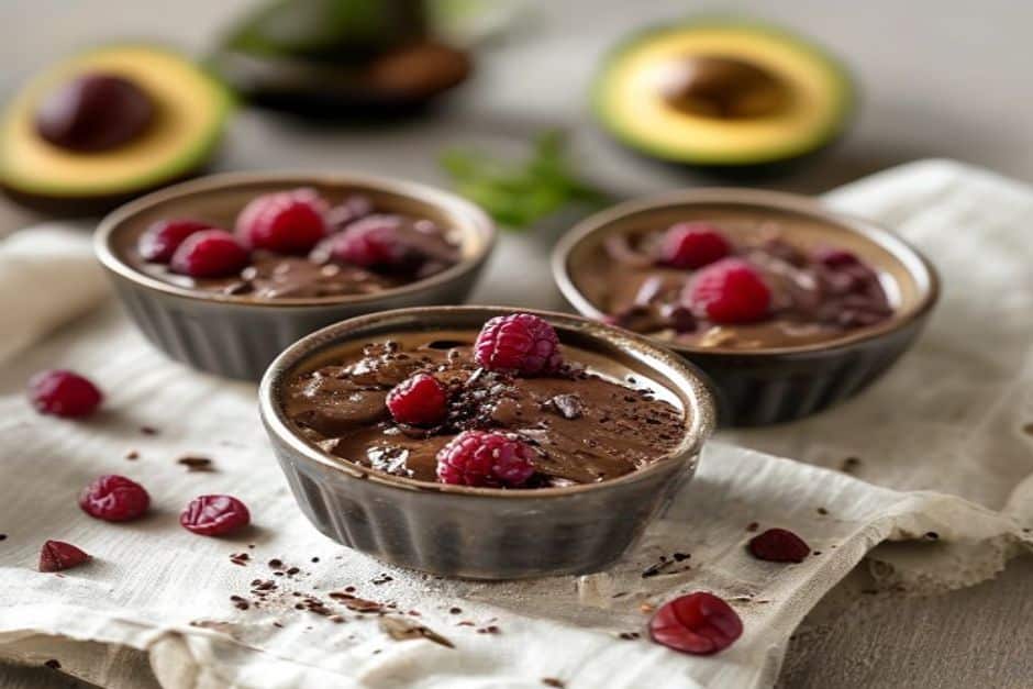 Raw cacao and avocado mousse: rich, quick, no refined sugar