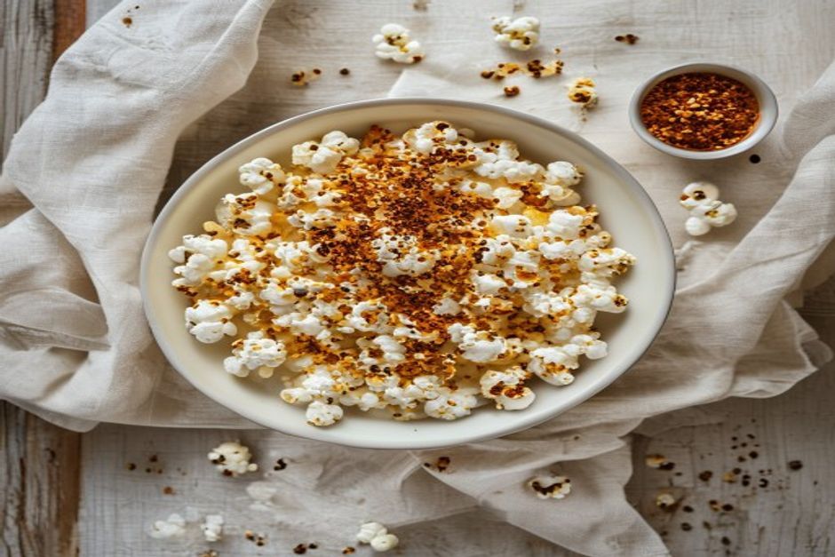 Spiced popcorn with nutritional yeast