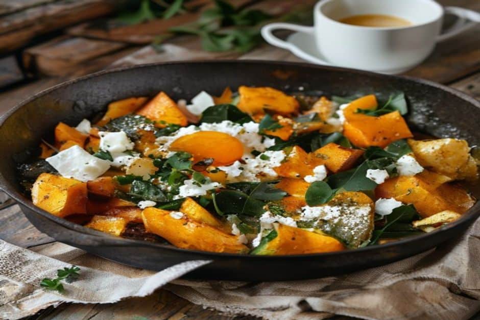 Sweet potato and feta breakfast hash