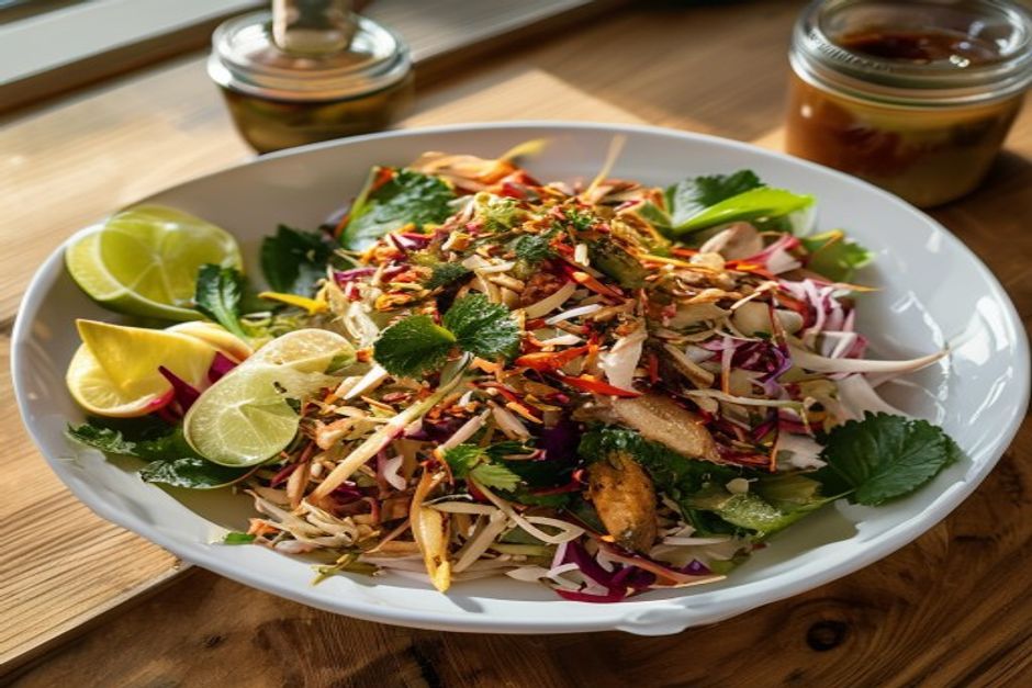 Vietnamese-style chicken slaw with nuoc cham dressing