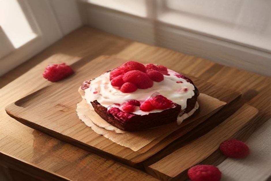 Carob and raspberry brownie, naturally sweetened