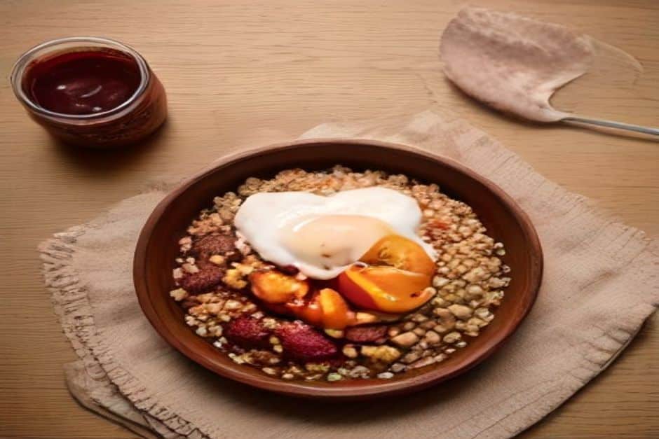 Quinoa breakfast bowl with roasted plums (make-ahead)