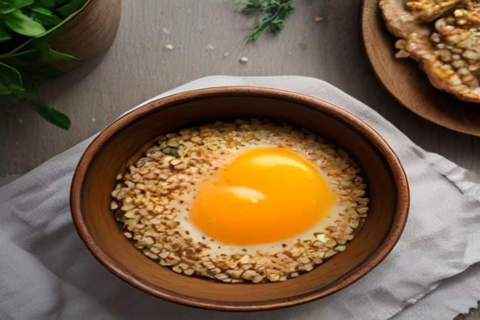 Savoury oats with mushrooms and a soft egg
